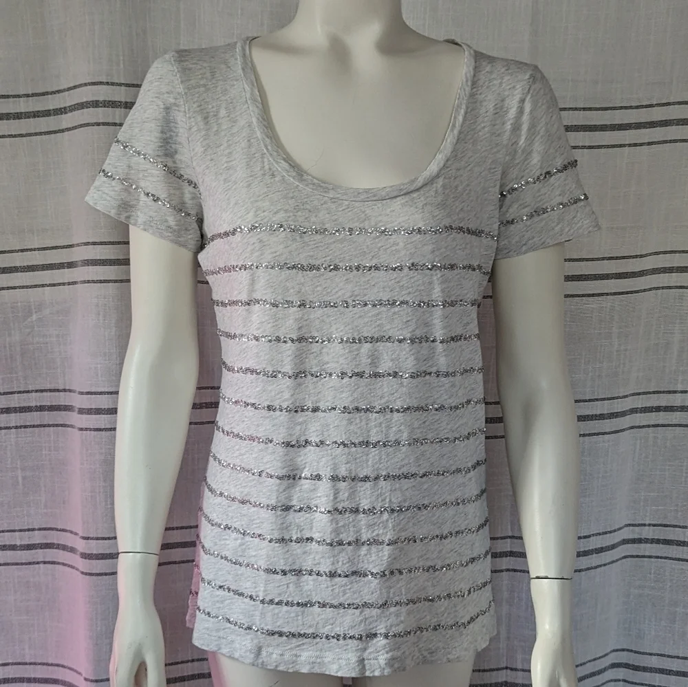 J. Crew Sequin Striped Scoop Neck‎ Tee